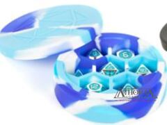 Silicone Round Dice Case: Blue/White/Light Blue