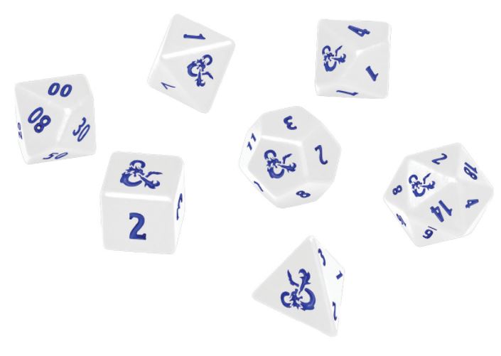 Dungeons and Dragons RPG: Icewind Dale - Heavy Metal - Poly White and Blue Dice Set (7)