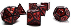 7 Piece Metal Polyhedral Dice Collection (Red with Black Font)