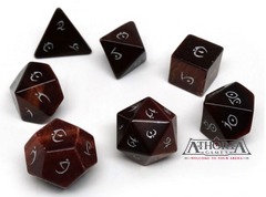 Dice Display Easy Roller Stone Dice Collection - Red Tigers Eye- Elvenkind Font
