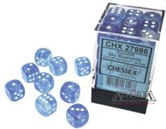 27986 Borealis: 12mm d6 Sky Blue/white Luminary Dice Block (36 dice)