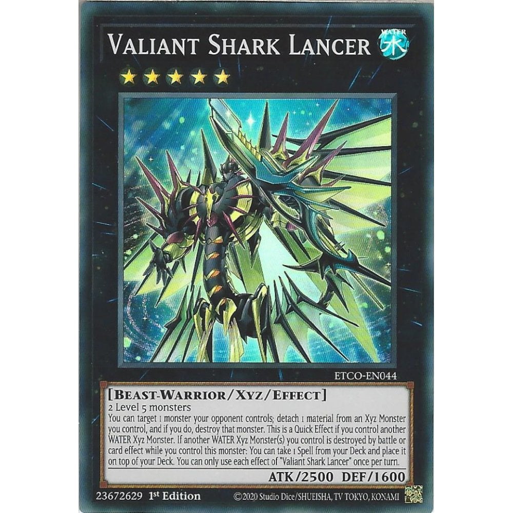 1x Valiant Shark Lancer ETCO-EN044 Super Rare 1st Edition NM YuGiOh.