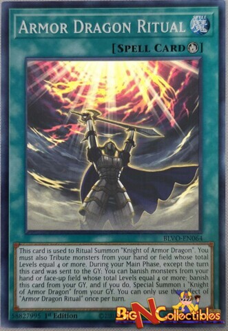 BLVO-EN064 1st Ed Armor Dragon Ritual Common Card Blazing Vortex Yu-Gi-Oh Single Card
