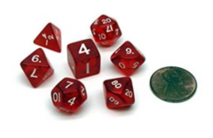 Koplow - 7-die Mini Polyhedral Set - Transparent Red With White Numbers