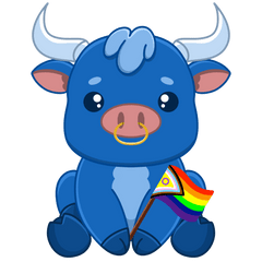 Blue Ox Games - Chibi Ox with Progress Pride Flag