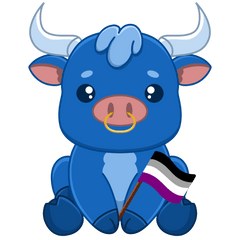 Blue Ox Games - Chibi Ox with Asexual Pride Flag