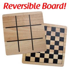 All Natural Wood 2-In-1 Checkers And Tic-Tac-Toe Set