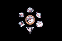 Metallic Dice Games - Mini Polyhedral 7 Dice Set: Marble w/Red Numbers (41031)