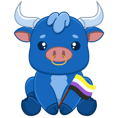 Blue Ox Games - Chibi Ox with Nonbinary Pride Flag