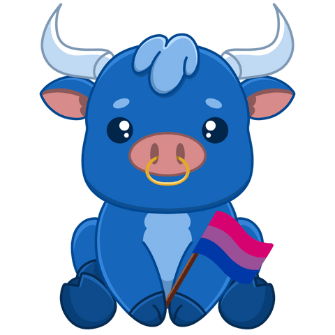 Blue Ox Games - Chibi Ox with Bisexual Pride Flag