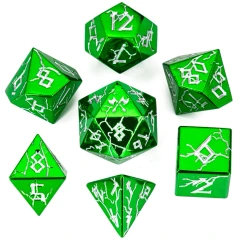 Solid Metal Barbarian Dice Set: Green and Silver