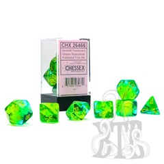 Chessex Translucent Gemini Green Teal Yellow 7 set