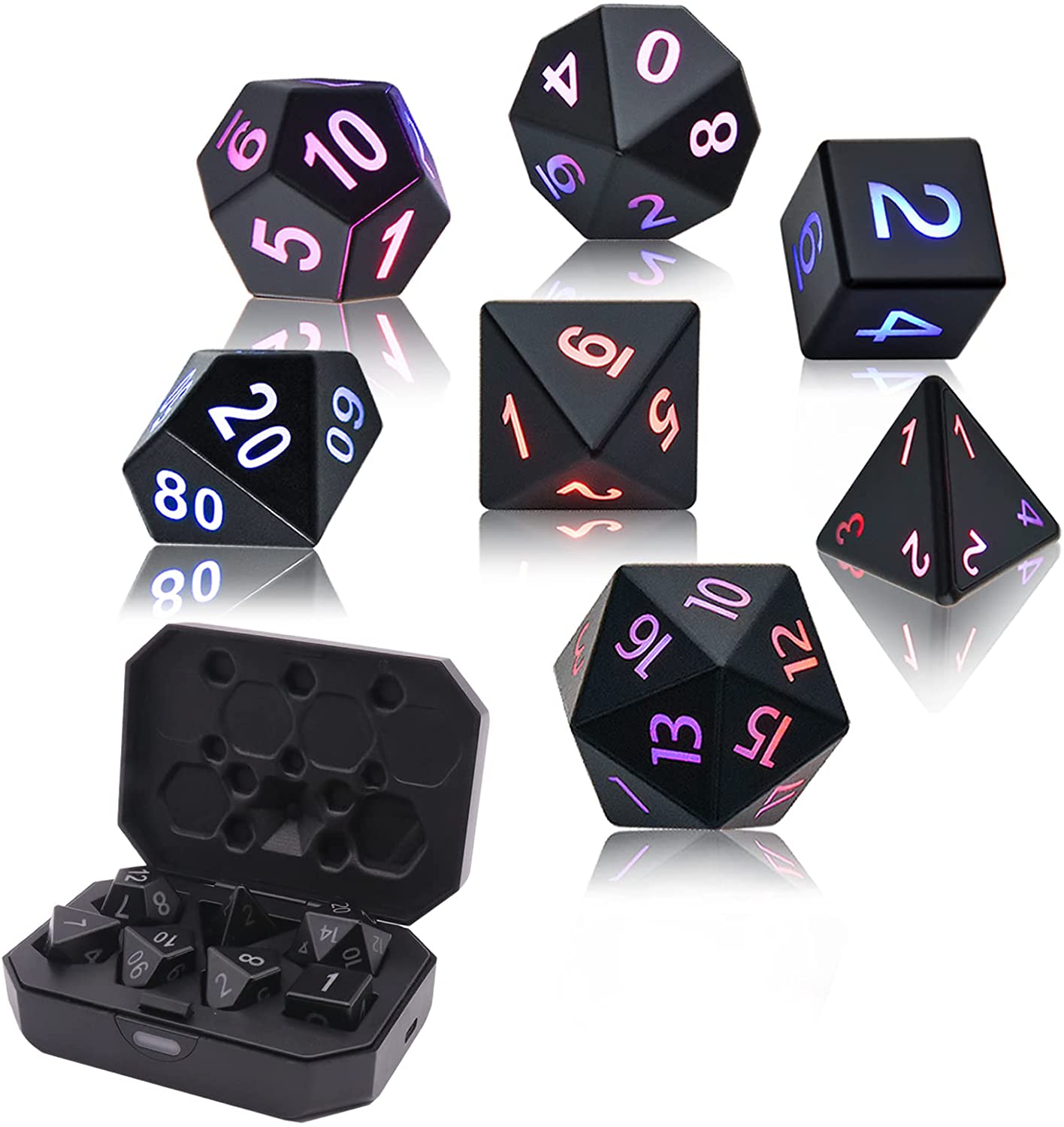 Dice: LED Rechargeable Battery Operated 7-Set