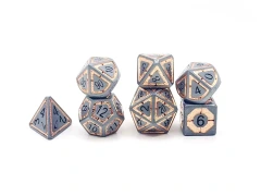 Hymgho Leyline Solid Metal Dice - Brushed Metal with Rose Gold