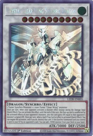 Crystal Clear Wing Synchro Dragon - LED8-EN005 - Ghost Rare - 1st Edition