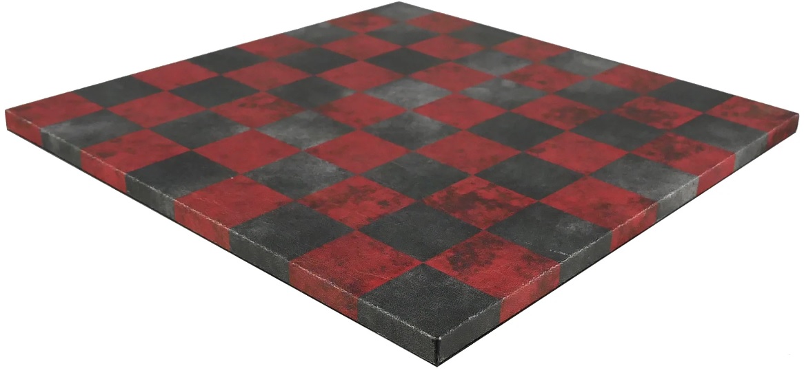 Worldwise Imports: Red & Dusky Black Leatherette Chessboard 14.5