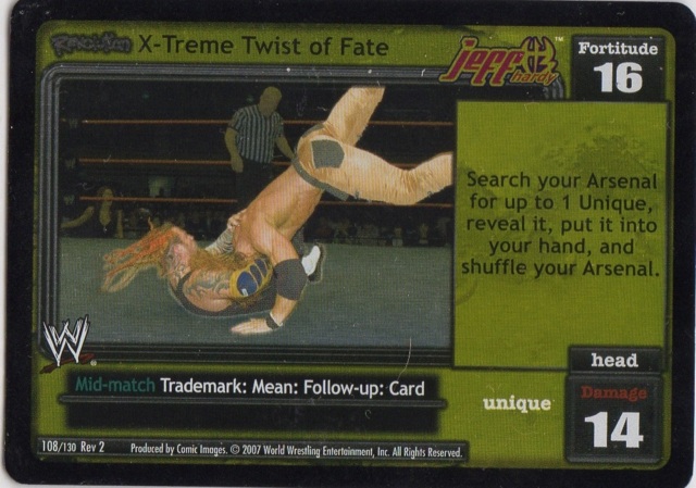 REVOLUTION Jeff Hardy Superstar Card for Jeff Hardy Played Raw Deal Wrest WWE 