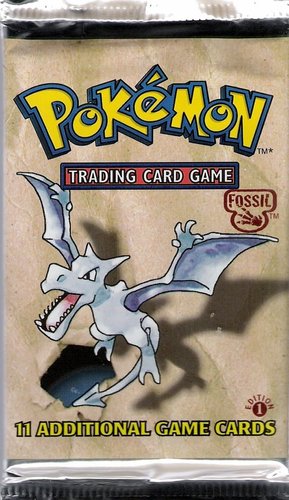 1st Edition Fossil Booster Packs Aerodactyl Artwork Empty 
