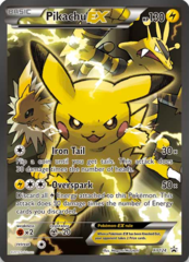 Pikachu EX XY124 Full-Art Holo Promo - Pikachu Red & Blue Collection Exclusive