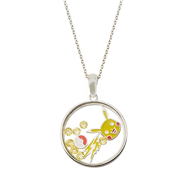Pikachu Sterling Silver Disc Pendant 18 Chain Necklace