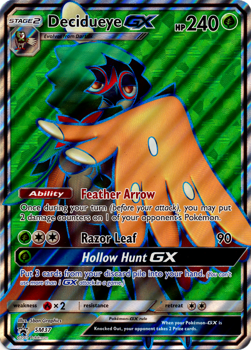 Decidueye gx sm37 jumbo Pokémon card
