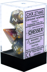 Chessex Dice CHX 27440 Festive Polyhedral Carousel w/ White Set of 7