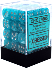 Chessex Dice CHX 27865 Cirrus 12mm D6 Aqua w/ Silver Set of 36