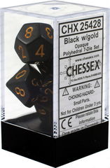 Chessex Dice CHX 25428 Opaque Polyhedral Black w/ Gold Set of 7