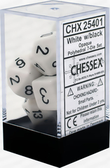 Chessex Dice CHX 25401 Opaque Polyhedral White w/ Black Set of 7
