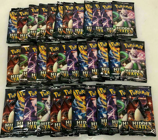 Pokemon Hidden Fates 36ct Booster Pack Lot