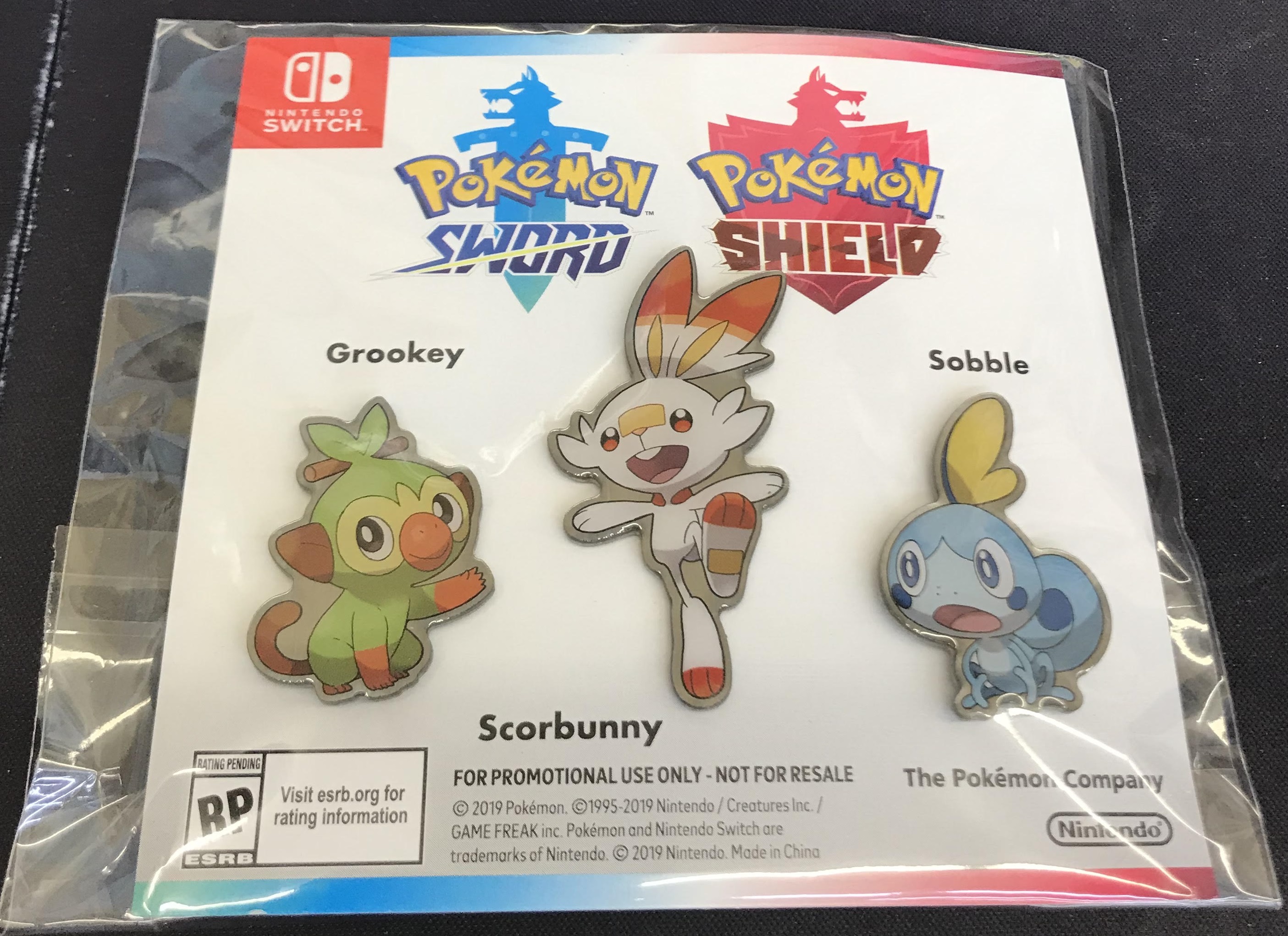 Pokemon Sword & Shield Galar Starters Pins - Grookey, Scorbunny, and Sobble