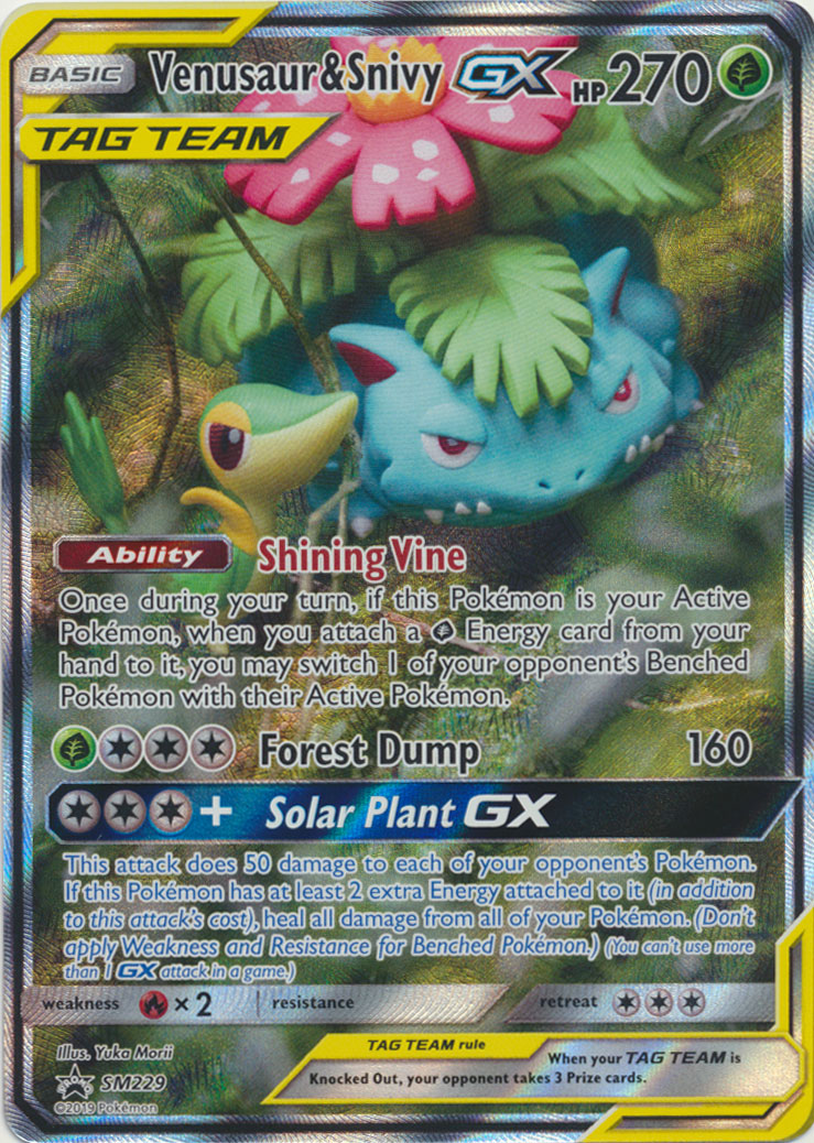 Venusaur & Snivy GX 1/236 Tag Team Ultra Rare Full Art Holo Pokemon Card 
