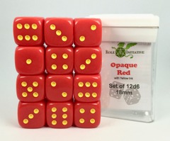 Role 4 Initiative - Opaque Red/Yellow 18mm 12D6 Pips Dice