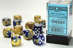 Chessex - Gemini Blue-Gold/White 12D6 - CHX26622