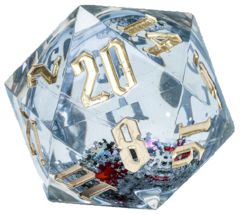 D20 Snow Globe - Gold and Silver 54mm