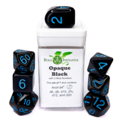 Role 4 Initiative - Opaque Black / Light Blue Numbers 7pc