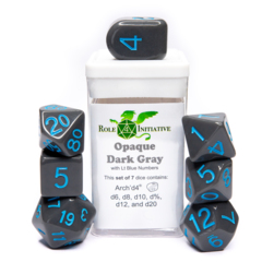 Role 4 Initiative - Opaque Dark Gray / Light Blue Numbers 7pc