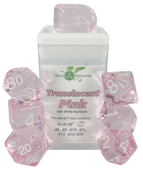 Role 4 Initiative - Translucent Pink / White Numbers 7pc