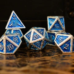 BALLAD OF THE BARD BLUE AND SILVER METAL DICE SET