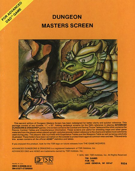 MPN 9024 for sale online Dungeon Masters Screen 1979 TSR 1st Print 