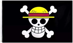 One Piece Straw Hat Jolly Roger Flag, 3'x5'
