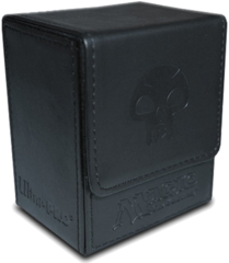 Magic the Gathering Mana Flip Box Ultra-Pro Black Embossed Leatherette Swamp Symbol Logo Deck Box