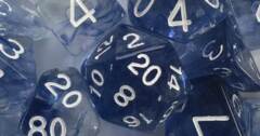 Set of 7 Dice - Diffusion Blue Ink/White