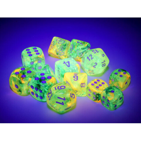 Chessex Polyhedral Dice Set: Nebula Luminary - Spring w/White (7)