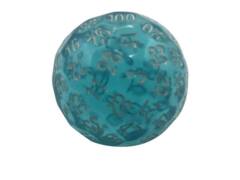 100 Sided Polyhedral Dice D100 - Translucent Blue With White