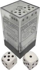 12 White w/black Opaque 16mm D6 Dice Block - CHX25601