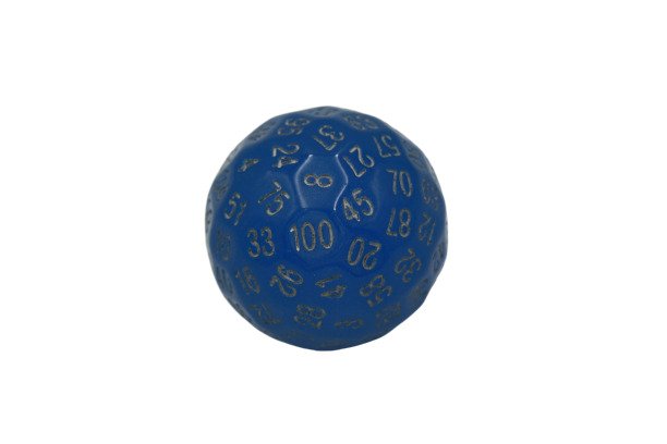 100 Sided Polyhedral Dice D100 - Glow In the Dark Blue With Black