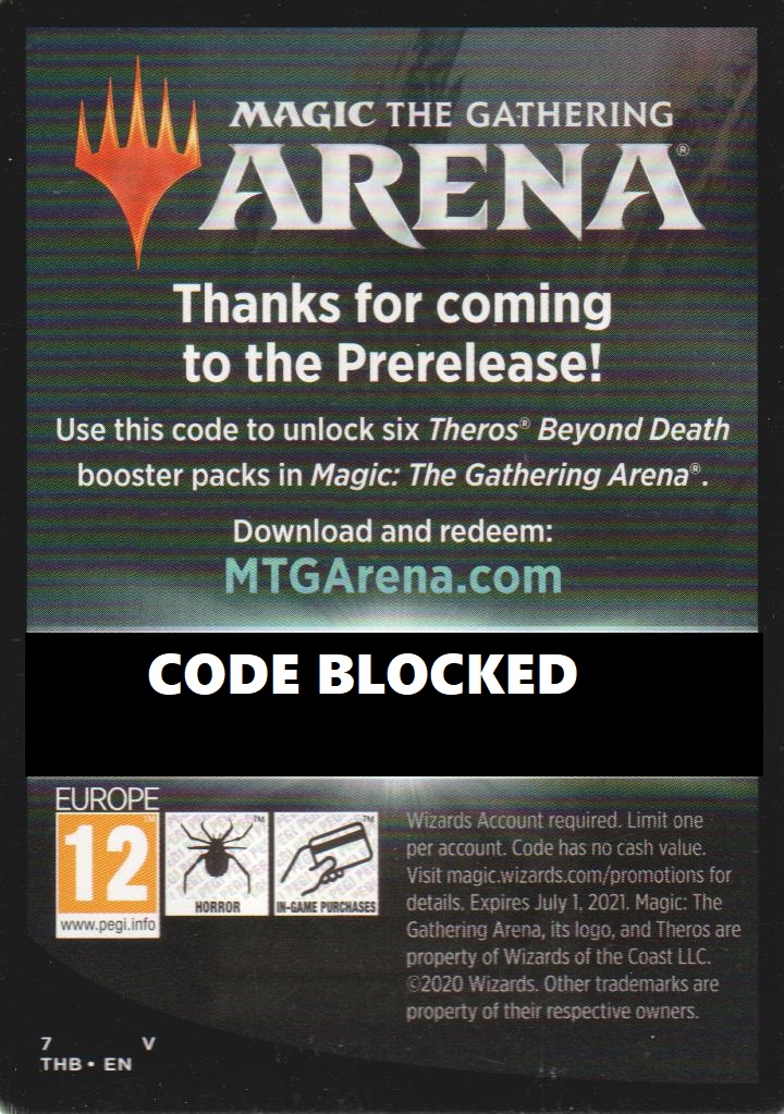 MTG Arena Magic the Gathering Single Booster Code Theros Beyond Death 