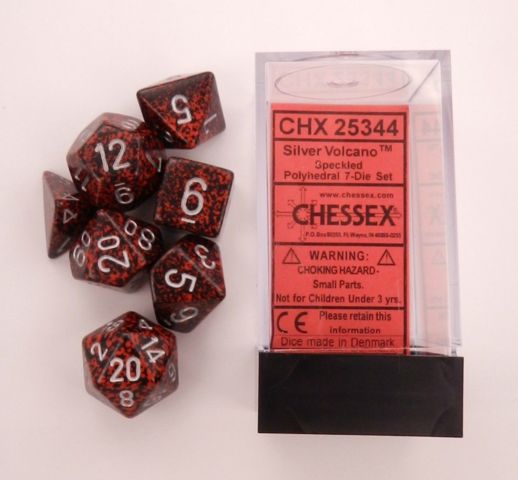 Chessex 7 Set Polyhedral Dice Silver Volcano CHX25344 NEW IN STOCK 