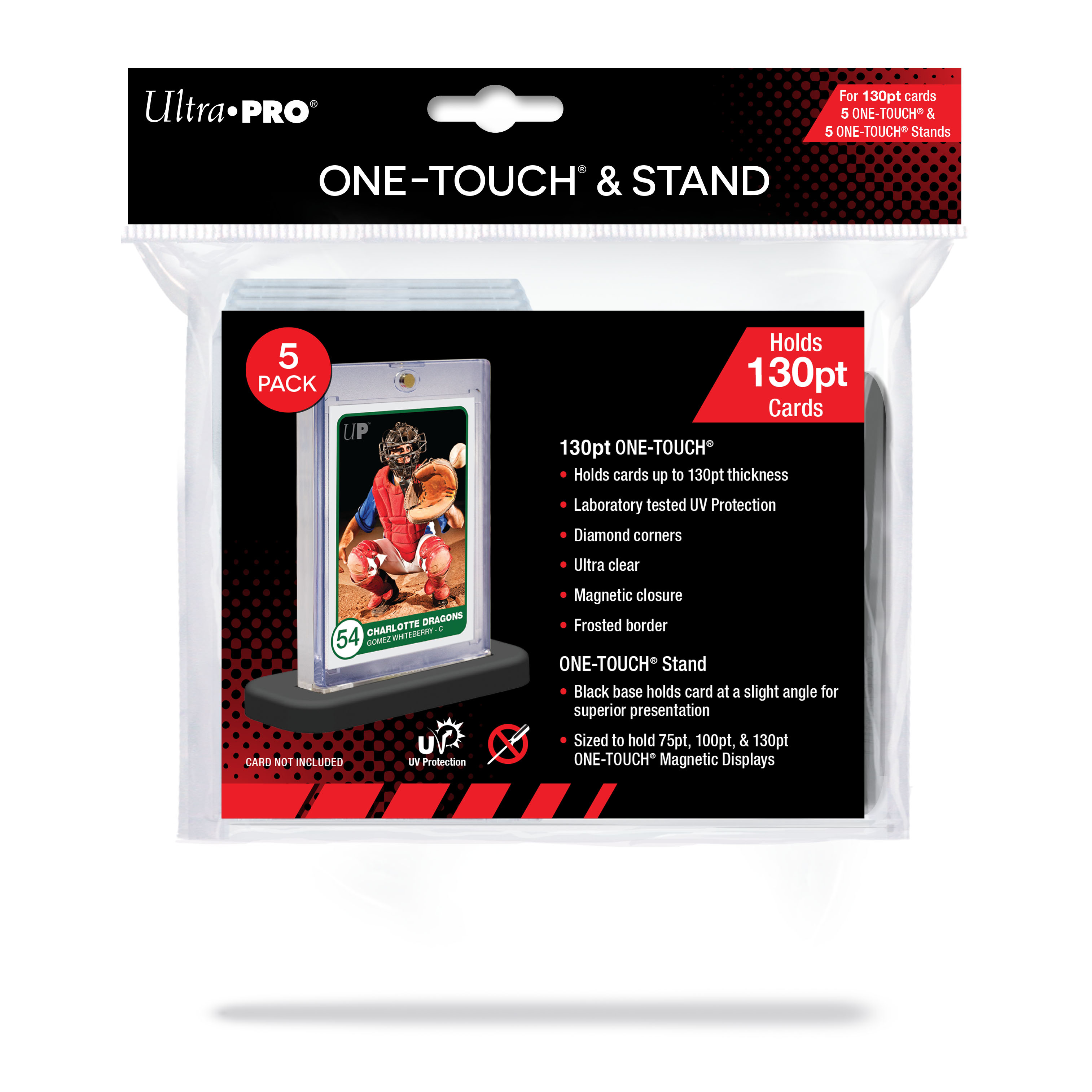 Ultra Pro 130pt UV One-Touch Magnetic Holder with Stand (5 count pack)